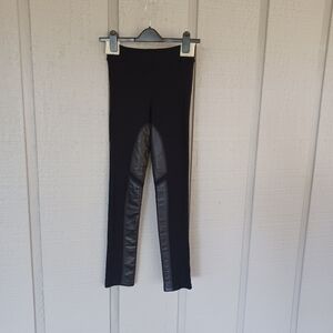 Theory Women Imona Leggings Pant Size S In Black Pull On Lamb Leather Detail